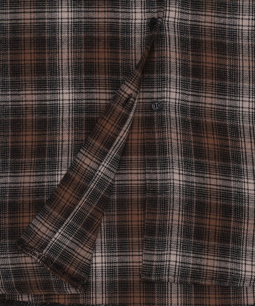 Figments（フィグメンツ）の「フーデッドオーバーチェックシャツ（シャツ/ブラウス・レディース・ブルー/ブラウン・FREE）」の5枚目の写真