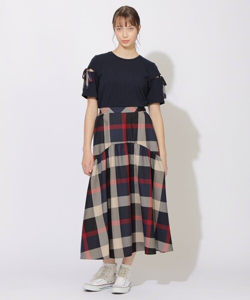 CB CRESTBRIDGE(シービークレストブリッジ)の「クレストブリッジチェックスカート(スカート・レディース・ブルー系その他7/ライトベージュ・S/M)」の10枚目の写真