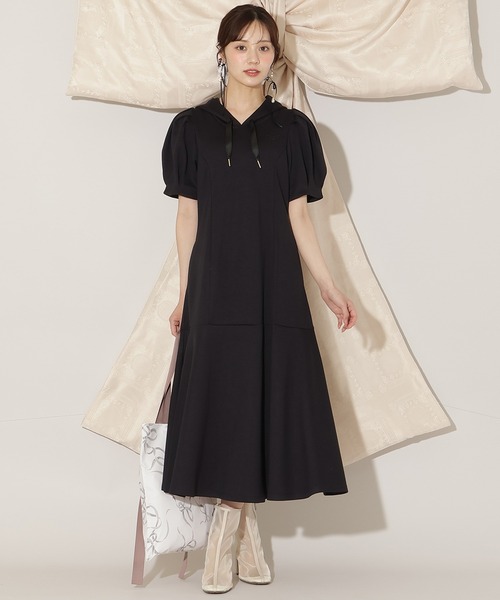 WILLSELECTION(ウィルセレクション)の「タックスリーブAラインパーカーワンピース(ワンピース・レディース・グレー/サックスブルー/ブラック/ピンク/ボルドー・FREE)」の3枚目の写真