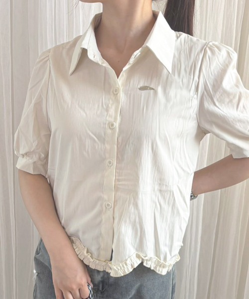 frunco（フランコ）の「【ZOZO限定】シュシュ付きコットンブラウス（シャツ/ブラウス・レディース・ブルー/グリーン/ホワイト/アイボリー・FREE）」の2枚目の写真