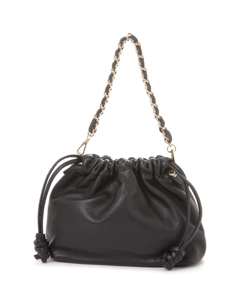 Elura（エルーラ）の「レザーギャザーBAG/451641（ハンドバッグ・レディース・ブラック/オフホワイト・ONE SIZE）」の10枚目の写真