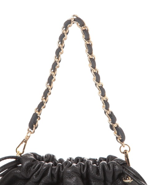 Elura（エルーラ）の「レザーギャザーBAG/451641（ハンドバッグ・レディース・ブラック/オフホワイト・ONE SIZE）」の6枚目の写真