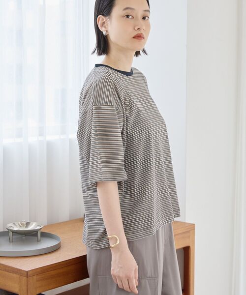 AMERICAN HOLIC（アメリカンホリック）の「シアーレトロボーダー半袖プルオーバー（Tシャツ/カットソー・レディース・ベージュ/テラコッタ/ブラック/モカ・L/M）」の18枚目の写真