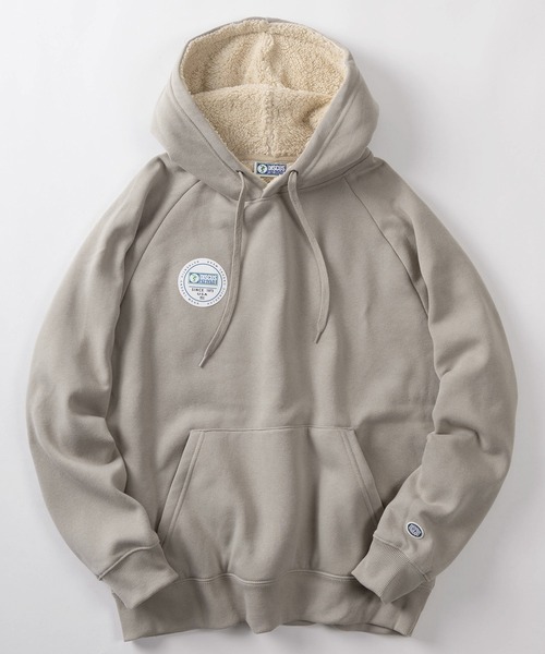 DISCUS（ディスカス）の「【71】【DISCUS/ディスカス】ブランドロゴ ワンポイント 裏ボア プルパーカー（パーカー・メンズ・ブルー/グレー/ネイビー/ブラック/ベージュ/アッシュグレー・M/L/XL）」の4枚目の写真