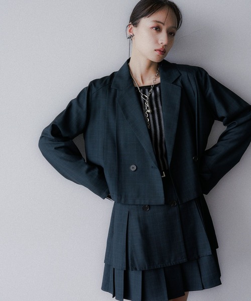 セール】2Pメランジショートジャケット＊スカパン(HARE)（セットアップ