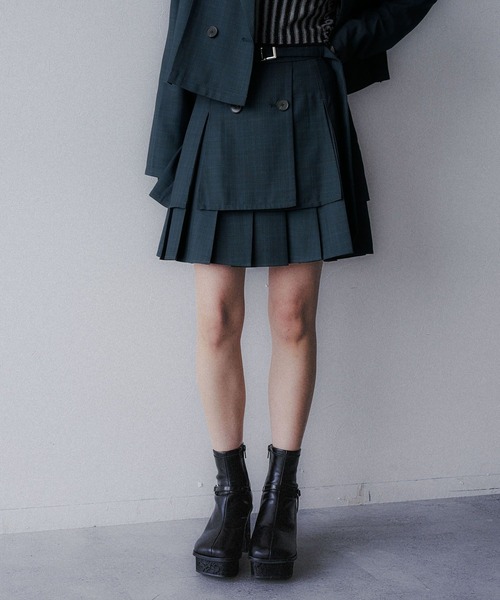 HARE（ハレ）の「2Pメランジショートジャケット＊スカパン(HARE)（セットアップ・レディース・グリーン/グレー・FREE）」の21枚目の写真