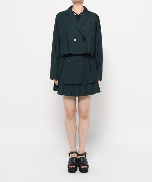 HARE（ハレ）の「2Pメランジショートジャケット＊スカパン(HARE)（セットアップ・レディース・グリーン/グレー・FREE）」の22枚目の写真