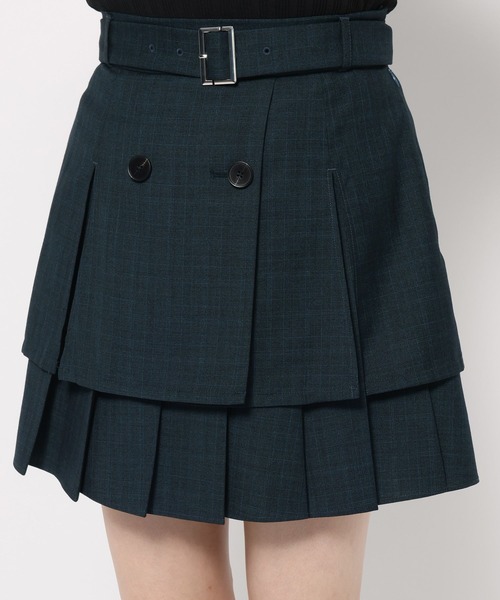 HARE（ハレ）の「2Pメランジショートジャケット＊スカパン(HARE)（セットアップ・レディース・グリーン/グレー・FREE）」の3枚目の写真