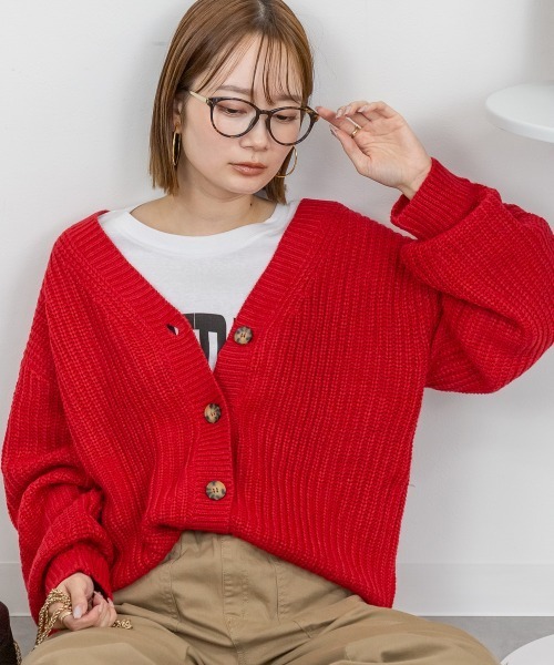 セール】【新色追加】ニットなのに軽量！ニットVネックオーバーニット