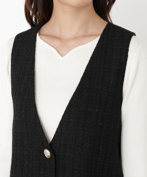 PROPORTION BODY DRESSING（プロポーションボディドレッシング）の「ラメ釦ツイードミニジャンスカ / 1215240913（ワンピース・レディース・ボルドー/ブラック・MEDIUM/SMALL）」の19枚目の写真