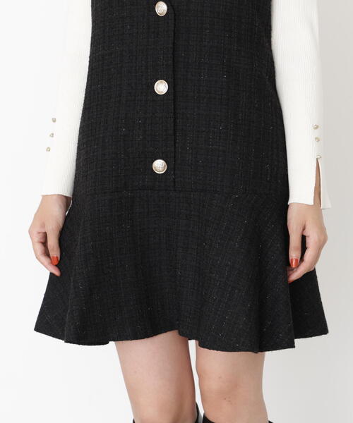 PROPORTION BODY DRESSING（プロポーションボディドレッシング）の「ラメ釦ツイードミニジャンスカ / 1215240913（ワンピース・レディース・ボルドー/ブラック・MEDIUM/SMALL）」の21枚目の写真