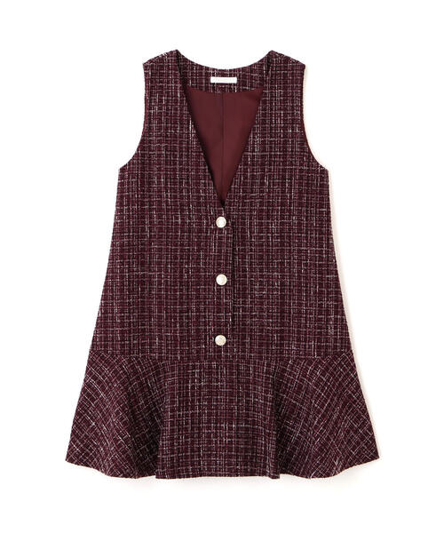 PROPORTION BODY DRESSING（プロポーションボディドレッシング）の「ラメ釦ツイードミニジャンスカ / 1215240913（ワンピース・レディース・ボルドー/ブラック・MEDIUM/SMALL）」の4枚目の写真