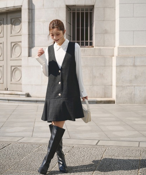 【新品未使用】ラメ釦ツイードミニジャンスカ　Sサイズ ラメ釦ツイードミニジャンスカ / 1215240913（ワンピース