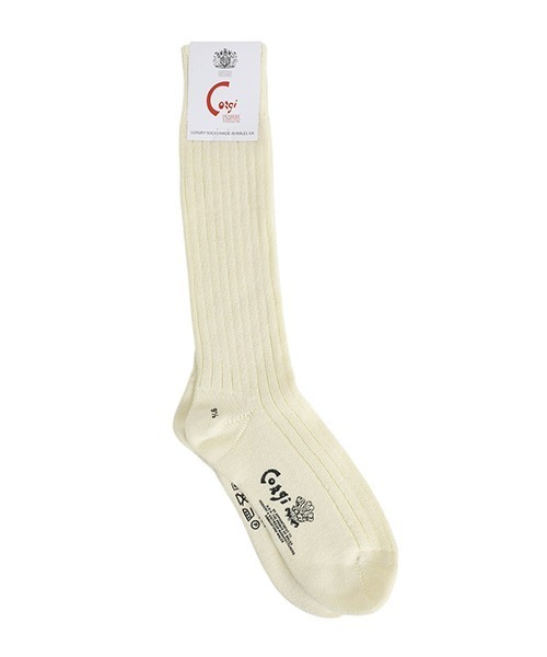 CORGI（コーギ）の「Corgi / コーギー：COTTON PLAIN 3×1 RIB SOCKS：COTTON-PLAIN[ANN]（ソックス/靴下・レディース・レッド系その他/ホワイト/ホワイト系その他/ブラック・9.5）」の3枚目の写真