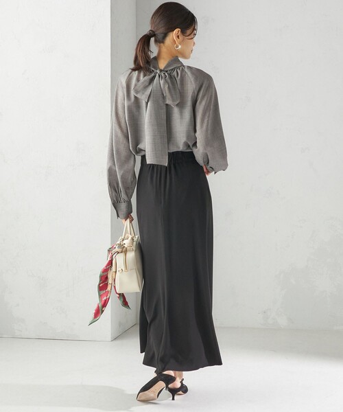 シップス（SHIPS）/〈手洗い可能〉ウール混 シアー ボイル リボン ブラウス 手洗い可能〉ウール混 シアー ボイル リボン ブラウス（シャツ