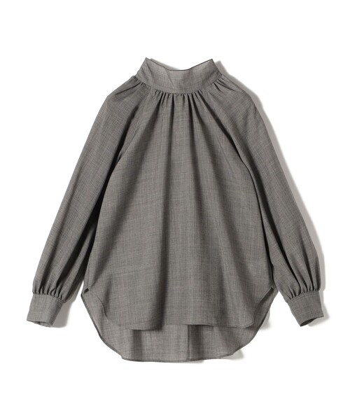 手洗い可能〉ウール混 シアー ボイル リボン ブラウス（シャツ