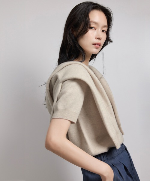 ROPE'（ロペ）の「ウールカシミヤブレンド 5分袖ニットプルオーバー/イージーケア（ニット/セーター・レディース・ブラック/ベージュ系その他/ピンク系その他2・FREE）」の12枚目の写真