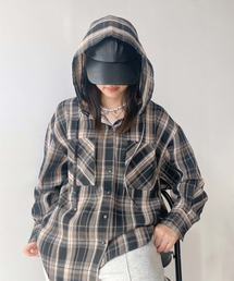 ♪Wポケットフード付きビッグシルエットシャツ【UNISEX ITEM】