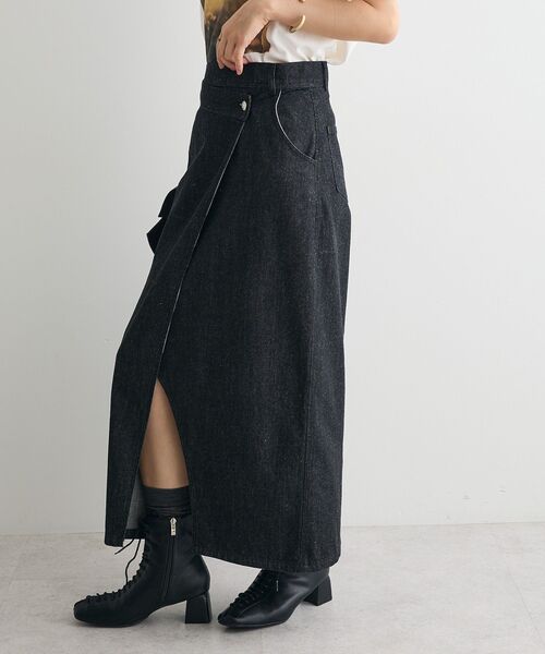 CRAFT STANDARD BOUTIQUE(クラフトスタンダードブティック)の「ラップ風デニムスカート(デニムスカート・レディース・ブラック/アイボリー/インディゴブルー・L/M)」の21枚目の写真
