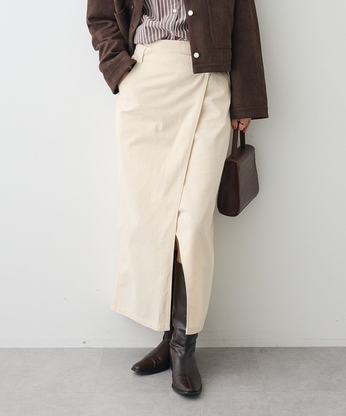 CRAFT STANDARD BOUTIQUE(クラフトスタンダードブティック)の「ラップ風デニムスカート(デニムスカート・レディース・ブラック/アイボリー/インディゴブルー・L/M)」の2枚目の写真