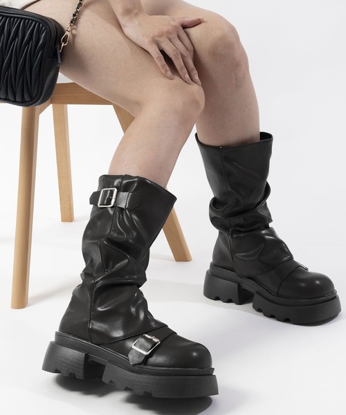 ★新品未使用MAXIM3㍉ソフトブーツLサイズ★ 厚底 トラックソール ブーツ レディース[品番：BNZS1683677