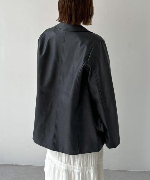 archives(アルシーヴ)の「【SETUP対応】フェイクレザーテーラードジャケット(テーラードジャケット・レディース・ブラック/ブラウン・MEDIUM)」の6枚目の写真