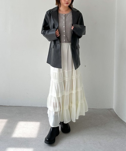 archives(アルシーヴ)の「【SETUP対応】フェイクレザーテーラードジャケット(テーラードジャケット・レディース・ブラック/ブラウン・MEDIUM)」の3枚目の写真