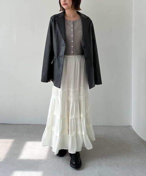 archives(アルシーヴ)の「【SETUP対応】フェイクレザーテーラードジャケット(テーラードジャケット・レディース・ブラック/ブラウン・MEDIUM)」の22枚目の写真