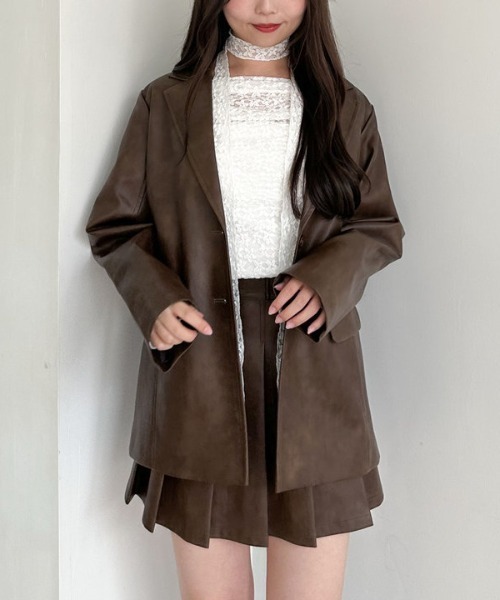 archives(アルシーヴ)の「【SETUP対応】フェイクレザーテーラードジャケット(テーラードジャケット・レディース・ブラック/ブラウン・MEDIUM)」の20枚目の写真