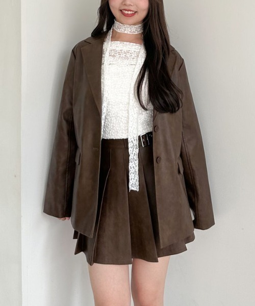 archives(アルシーヴ)の「【SETUP対応】フェイクレザーテーラードジャケット(テーラードジャケット・レディース・ブラック/ブラウン・MEDIUM)」の19枚目の写真