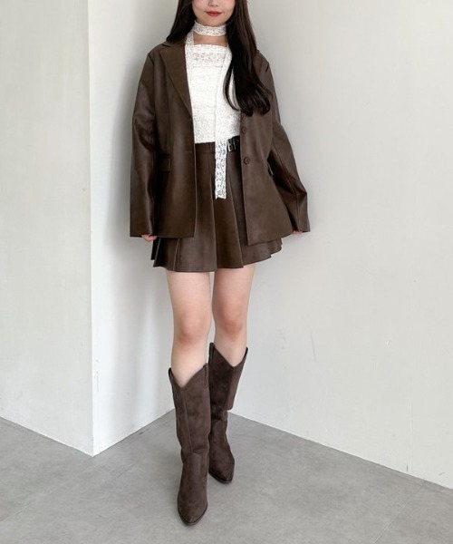 セール】【SETUP対応】フェイクレザーテーラードジャケット