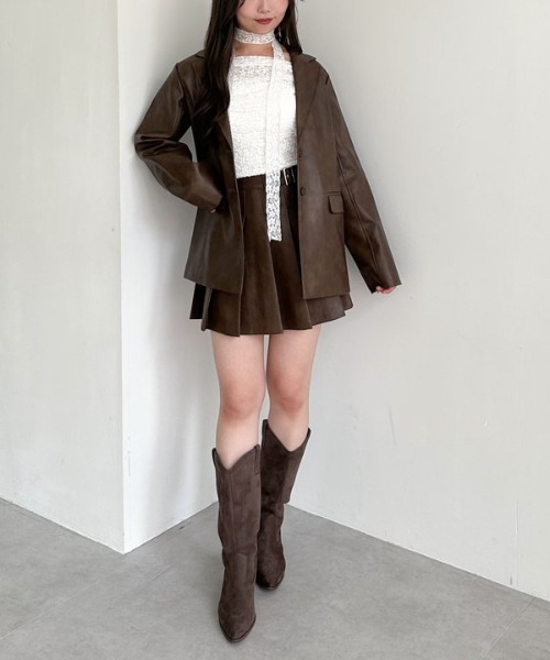 archives(アルシーヴ)の「【SETUP対応】フェイクレザーテーラードジャケット(テーラードジャケット・レディース・ブラック/ブラウン・MEDIUM)」の14枚目の写真