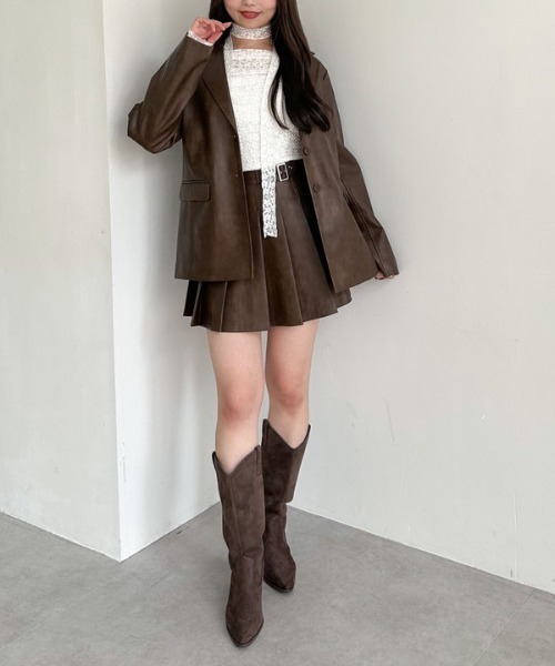 archives(アルシーヴ)の「【SETUP対応】フェイクレザーテーラードジャケット(テーラードジャケット・レディース・ブラック/ブラウン・MEDIUM)」の12枚目の写真