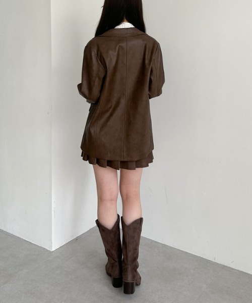 archives(アルシーヴ)の「【SETUP対応】フェイクレザーテーラードジャケット(テーラードジャケット・レディース・ブラック/ブラウン・MEDIUM)」の11枚目の写真