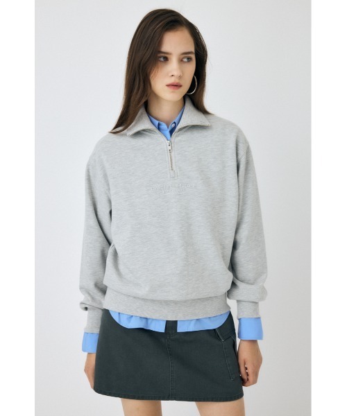 MOUSSY(マウジー)の「FADE HALF ZIP TOP(スウェット・レディース・ブラウン/杢グレー/ライトブラック・FREE)」の2枚目の写真