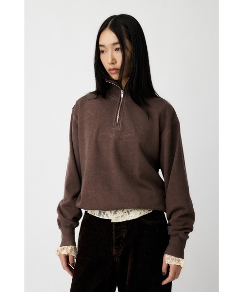 MOUSSY(マウジー)の「FADE HALF ZIP TOP(スウェット・レディース・ブラウン/杢グレー/ライトブラック・FREE)」の4枚目の写真