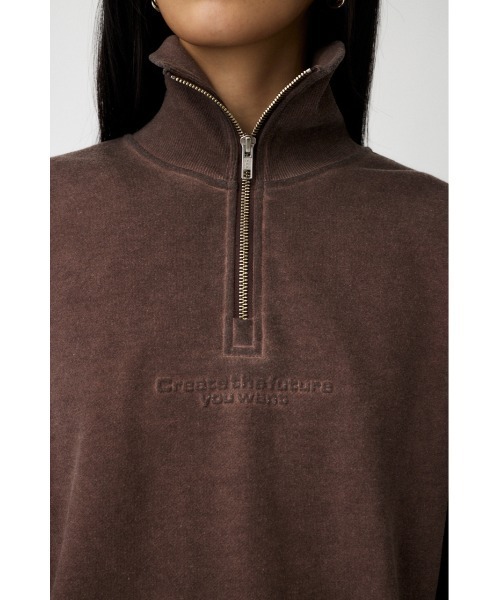 MOUSSY(マウジー)の「FADE HALF ZIP TOP(スウェット・レディース・ブラウン/杢グレー/ライトブラック・FREE)」の11枚目の写真