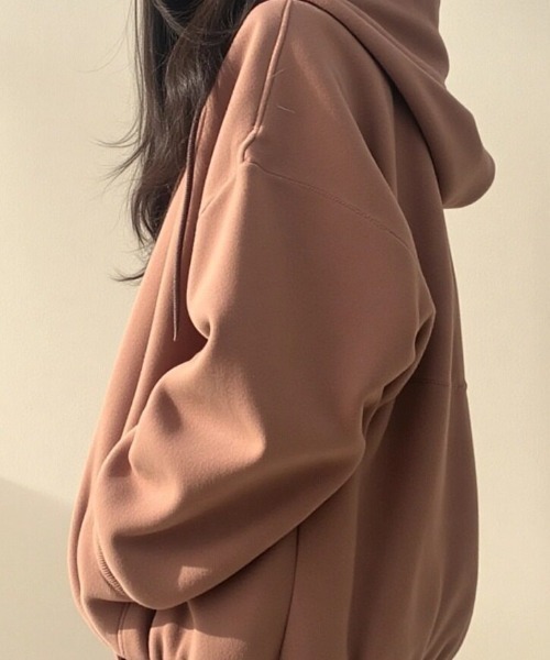 cammie(キャミー)の「カンガルーポケットハーフジップフーディー(パーカー・レディース・アイボリー/モカ/グレー・M/L)」の13枚目の写真