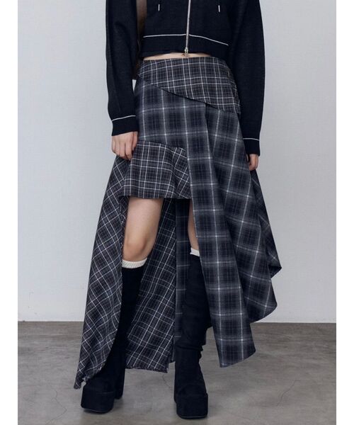 EMODA(エモダ)の「アシンメトリードッキングスカート(スカート・レディース・ブラック/ネイビー/カーキ・SMALL/MEDIUM)」の1枚目の写真