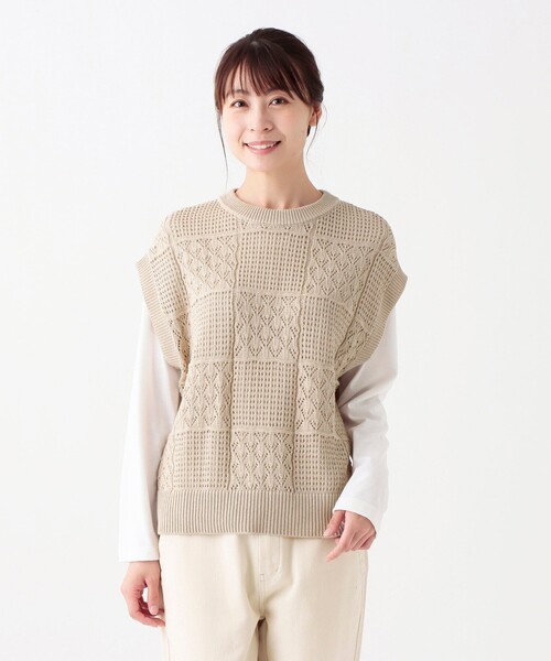 セール】コットン透かし編みベスト（ベスト）｜Afternoon Tea