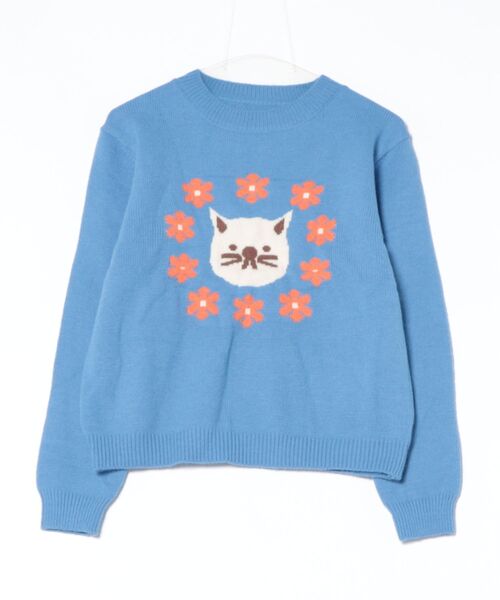 Achic(アシック)の「カワイイ猫柄セーター(ニット/セーター・レディース・ブルー/ホワイト・M)」の11枚目の写真
