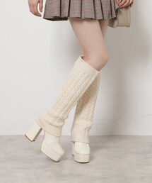 【ラク盛り/約12㎝】ラク盛り厚底2WAYニットカバーレイヤーロングブーツ