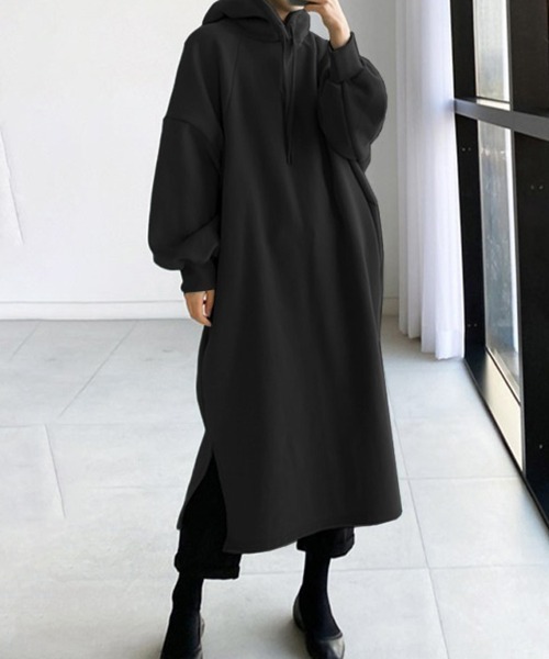 SallyLunn(サリーラン)の「パーカーワンピース(ワンピース・レディース・カーキ/ブラック/グレー・LARGE/MEDIUM)」の2枚目の写真