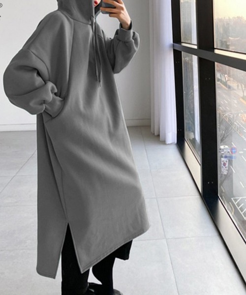 SallyLunn(サリーラン)の「パーカーワンピース(ワンピース・レディース・カーキ/ブラック/グレー・LARGE/MEDIUM)」の4枚目の写真