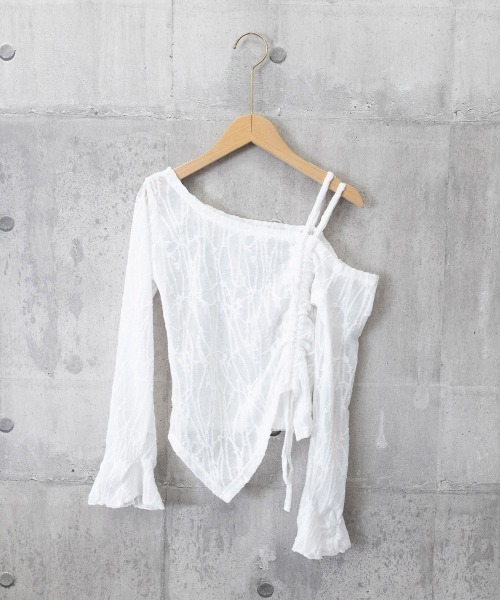 Miniministore(ミニミニストア)の「ワンオフショルダーレースTシャツギャザー(Tシャツ/カットソー・レディース・ブラック/ホワイト・FREE)」の21枚目の写真