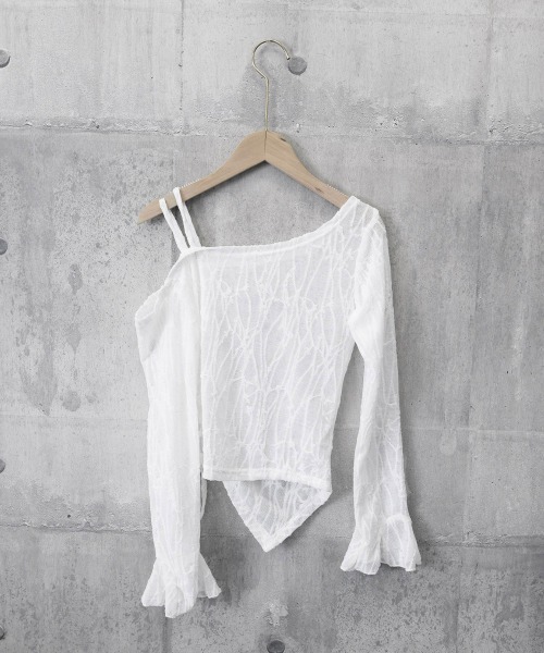 Miniministore(ミニミニストア)の「ワンオフショルダーレースTシャツギャザー(Tシャツ/カットソー・レディース・ブラック/ホワイト・FREE)」の22枚目の写真