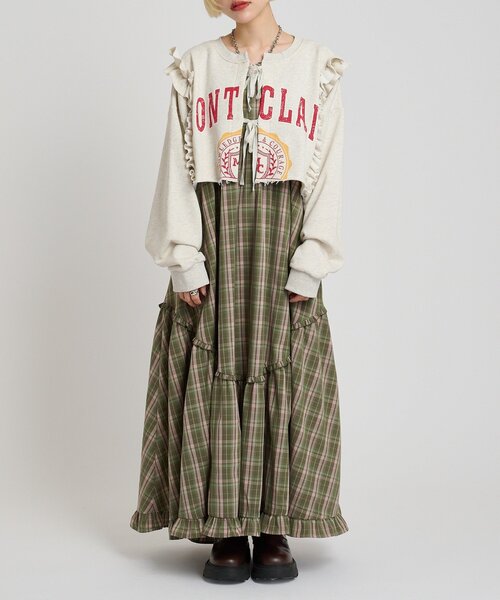 w closet（ダブルクローゼット）の「アソートティアードキャミワンピース（ワンピース・レディース・ブラック/アイボリー/レッド/ネイビー/ブラウン/レッド系その他/ブルー/カーキ/ブラウン系その他・FREE）」の6枚目の写真