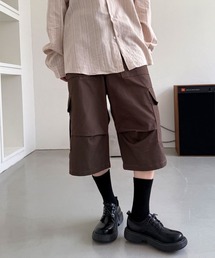 スティッチ ウォッシング カーゴ バミューダ パンツ / サイドボタンでウエスト調節可能