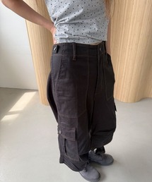 スティッチ ウォッシング カーゴ バミューダ パンツ / サイドボタンでウエスト調節可能
