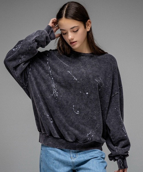 ILL'S(イルズ)の「ピグメント ペイント スウェット メンズ レディース ユニセックス(スウェット・メンズ・ブラック系その他/ブラウン/パープル/ブルー系その他/ブラウン系その他/ブラック・L/M)」の2枚目の写真